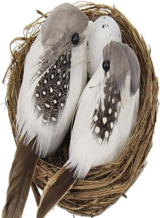 DPWOUM 2Pcs Simulation Bird Nest with Bird and Eggs Decor,Fake Foam Feather Birds,Artificial Birds,for DIY Craft Tree Decoration Artificial Plants and Flowers,Home Decor for Garden Yard Home Party Easter - Image 3